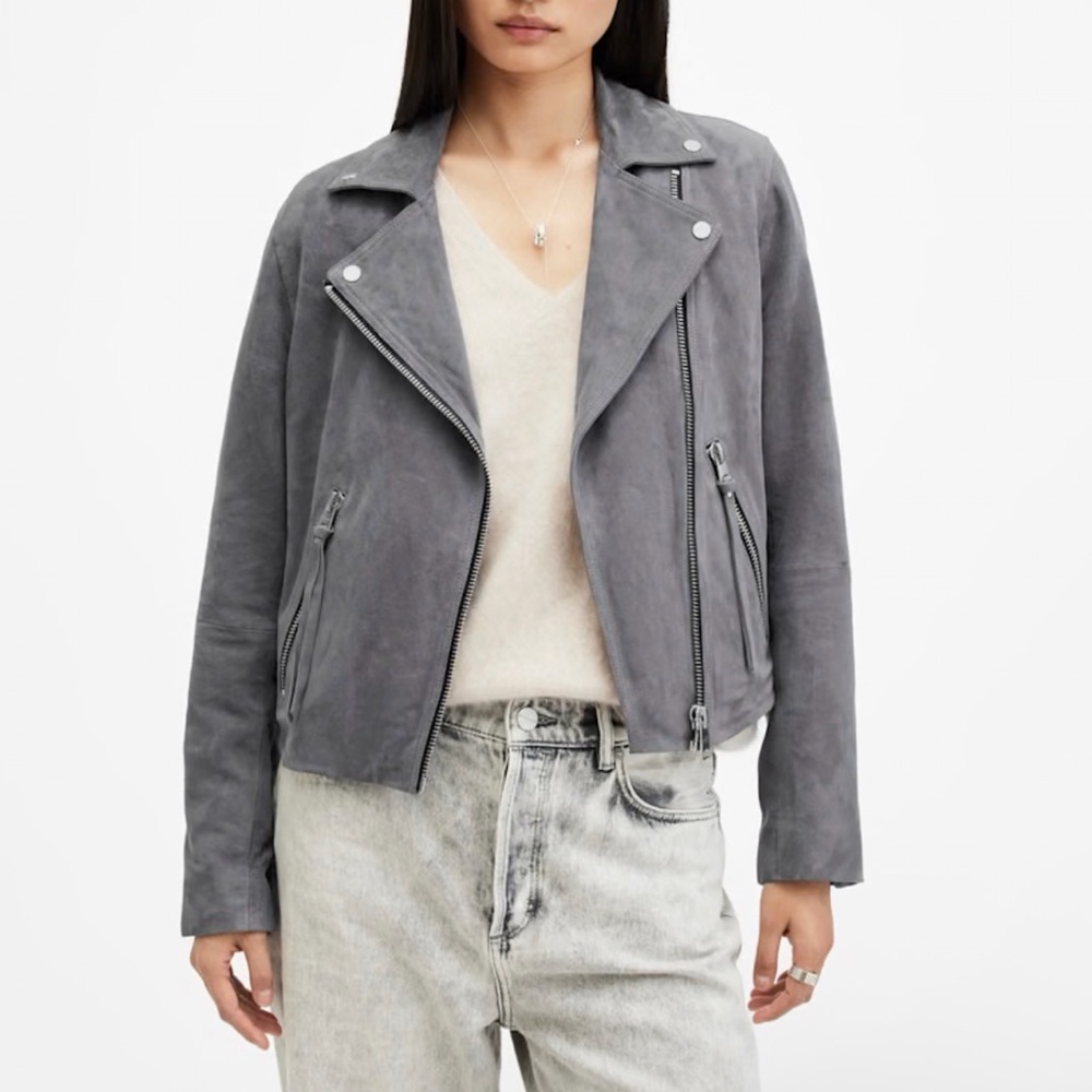 Blank NYC Women's Gray Leather Jacket